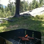 Eating hot dogs in the black hills.